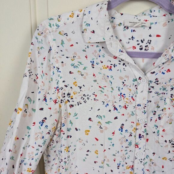 Beach Lunch Lounge | White Multicolor Floral Button Down Shirt Size Small - Picture 4 of 8
